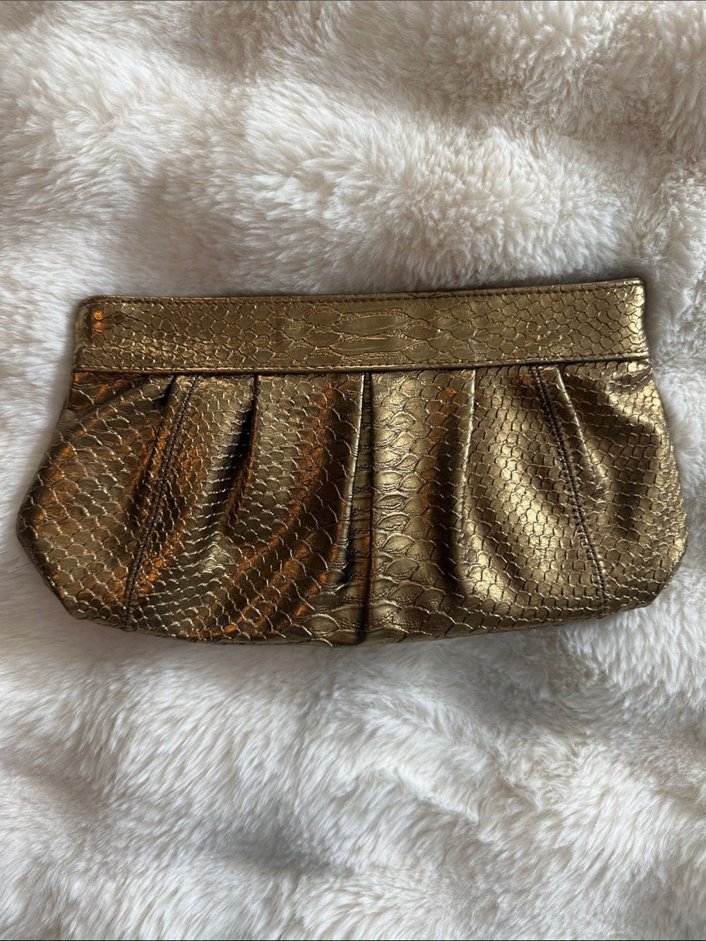 Style & Co Metallic Gold Textured Clutch Evening Bag